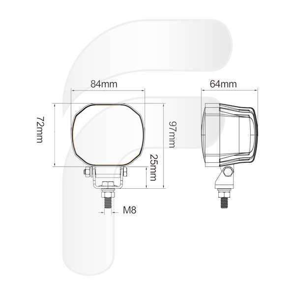 RED CIRCULATION CONTOUR HEADLIGHT LED 9/90V